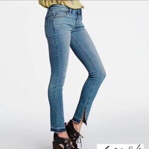 Free People Denim Jeans Light Blue 27/4 Side Slit Raw Hem
